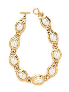 An Anne Klein Goldtone and Faux Pearl Necklace, 19".