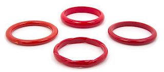 A Group of Red Bakelite Bangles,