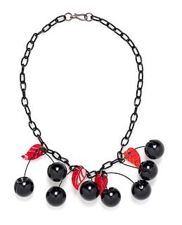 A Bakelite Black Cherry Necklace,