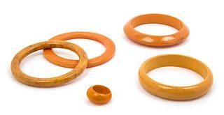 A Group of Yellow Bakelite Jewelry,