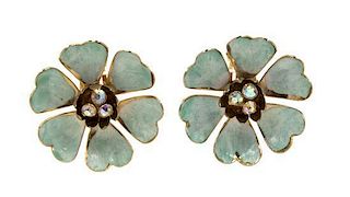 A Pair of Coro Floral Earclips,