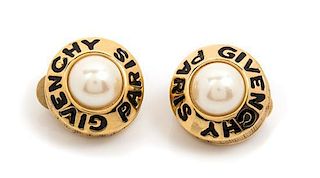 A Pair of Givenchy Logo Earclips,