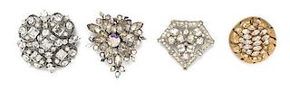 A Collection of Four Rhinestone Brooches,