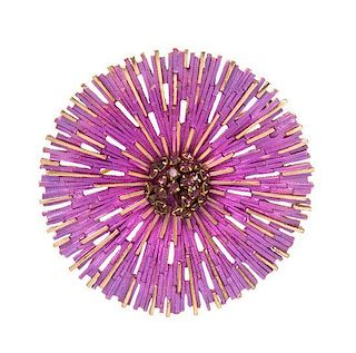 A Purple Floral Brooch, 2.5".