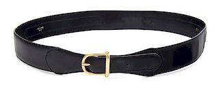 A Celine Black Leather Belt, 34" x 1.5".