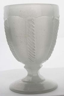 19th c pattern molded egg cup, clambroth cable pattern, partially acid washed exterior, Boston & Sandwich Glass Co, ht 3 3/4”