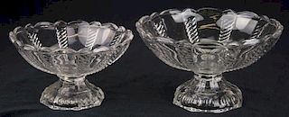 two 19th c pattern molded footed compotes, clear cable pattern pressed flint glass, octagonal bases, Boston & Sandwich Glass