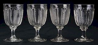 set of fourteen 19th c pattern molded water goblets, clear cable pattern pressed  flint glass, Boston & Sandwich Glass Co, ht
