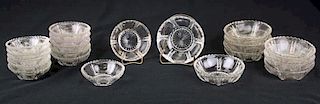 two sets of 8 & 12 pattern molded sauce dishes, clear cable pattern pressed flint glass, Boston & Sandwich Glass Co, dia 4”,