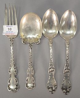 Two pairs of sterling silver serving pieces, 8.7 t oz.