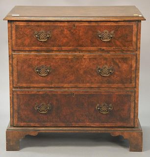 Baker inlaid three drawer chest. ht. 30", wd. 30", dp. 18 1/2"