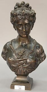 Jean Bulio (1827-1911) bronze bust of Venus, marked on back: Bulio. ht. 12"