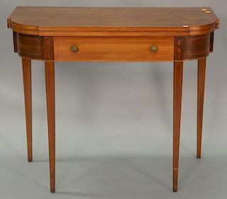 Federal style cherry game table with drawer. ht. 31", wd. 37", dp. 18"