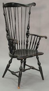 Wallace Nutting fan back Windsor armchair with remnants of paper label.