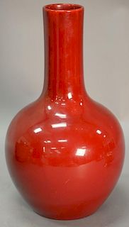 Royal Doulton flambe globular vase with sleeve neck. ht. 14 1/2"