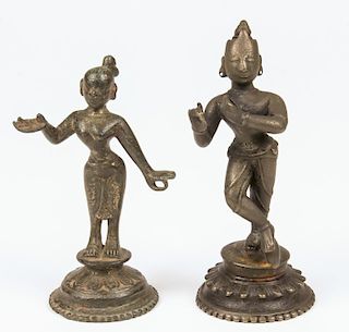 Bronze Krishna and Radha Statues, Ca. 1750-1800