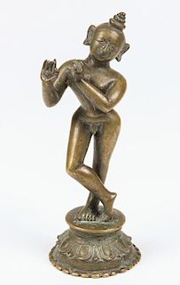 Fine Standing Krishna w Rare Headress, Ca. 1800