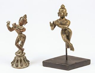 2 Bronze Krishna Statues, Ca. 1700-1750