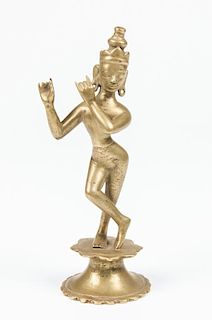 Krishna Statue w. Rare Headress, Ca. 1800-1850