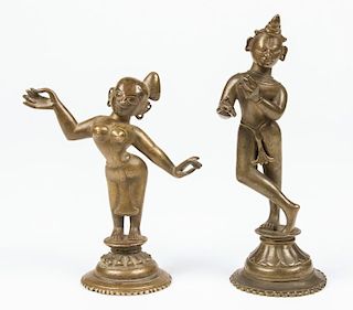 Bronze Radha and Krishna Statues, Ca. 1800-1850