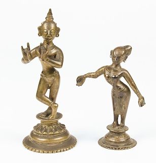 Bronze Radha and Krishna Statues, Ca. 1800-1850