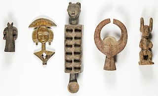 5 African Carved Wood Artifacts