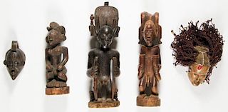 5 African Carved Wood Chokwe Artifacts