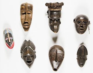 7 African Carved Wood Masks