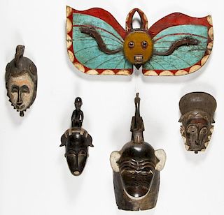5 African Baule Masks