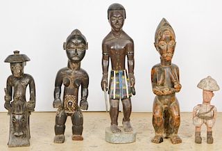 5 Baule African Carved Wood Figures