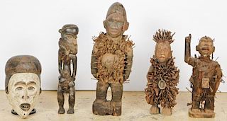 5 African Congolese Carved Wood Artifacts