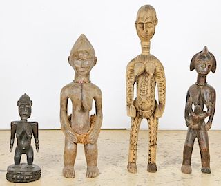 4 African Carved Wood Maternity Figures