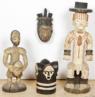 4 African Carved Wood Igbo Artifacts