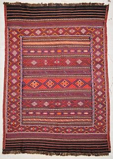 Vintage Afghan Kilim: 5'6'' x 7'5'' (168 x 226 cm)
