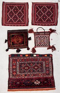 5 Old Central Asian and Persian Rugs/Trappings