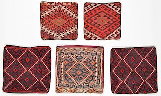 5 Old Central Asian Rug Pillows