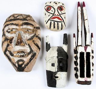 4 Carved and Painted Wood Masks