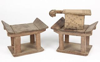 3 Old West African Village Stools