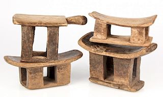 4 Old West African Village Stools