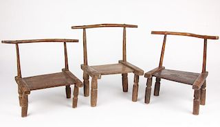 Group of 3 Old West African Chairs