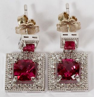 2CT TOURMALINE AND RUBY EARRINGS PAIR