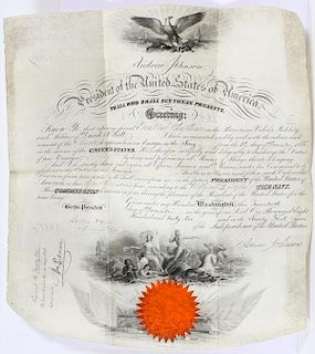 ANDREW JOHNSON SIGNED APPOINTMENT DOCUMENT