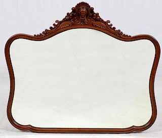 MAHOGANY CARVED AND BEVEL GLASS MIRROR