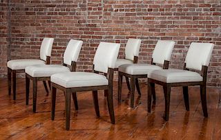 Six Ebonized Side Chairs, in the Style of Jean Michel Franck