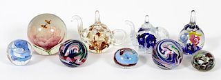 JOE RICE & OTHER GLASS PAPERWEIGHTS NINE