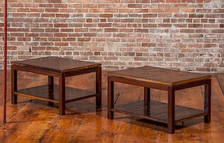 Pair of Japanese Style Two-Tier Side Tables