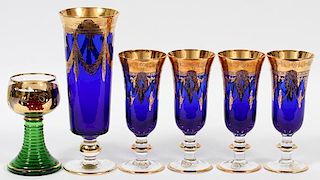 MURANO VENETIAN ART GLASS CHAMPAGNE FLUTES AND WINE