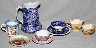 PORCELAIN PITCHER CREAMER SUGAR CUPS AND SAUCERS