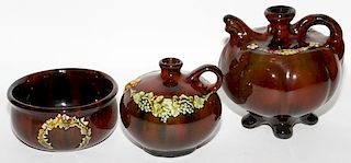 ZANESVILLE POTTERY VASES & BOWL EARLY 20TH C.
