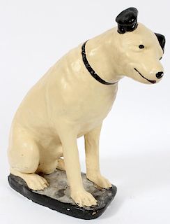 PAINTED PLASTER 'RCA NIPPER' DOG